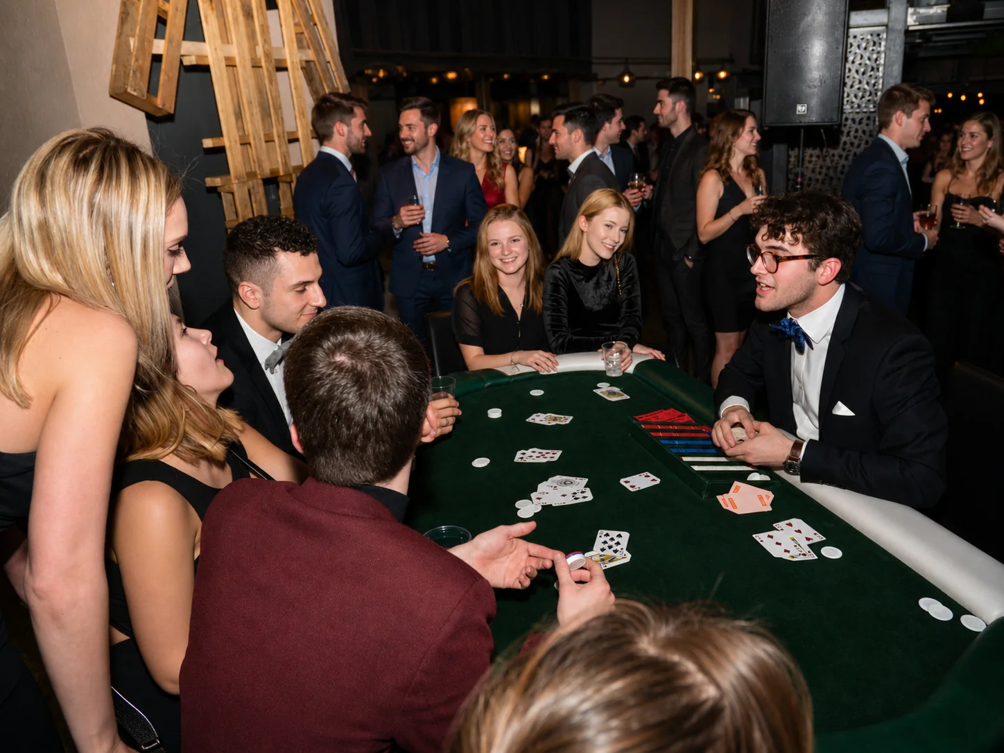 Animation de table de casino pendant une réception